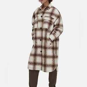 LEVI’S Long Plaid Shacket Coat NWOT